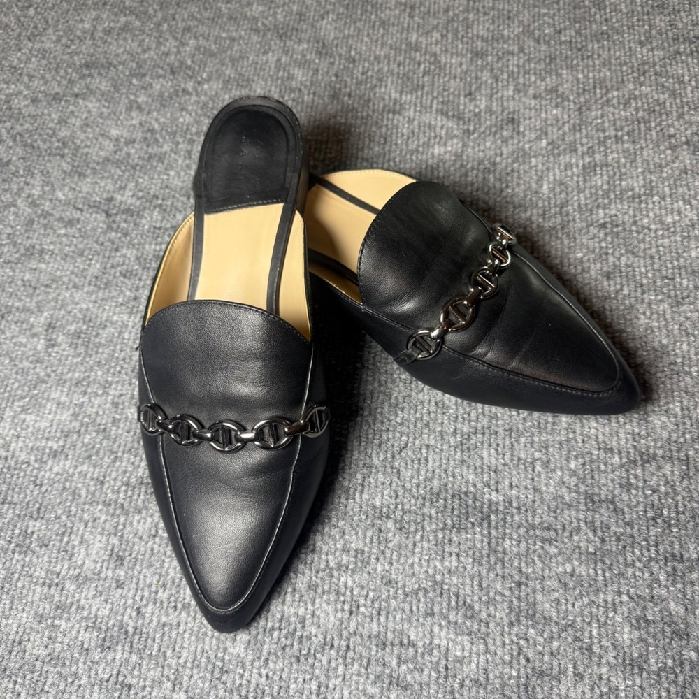 Alex Marie Black Mules with Chain Detail